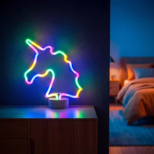 Neon LED lámpa - színes unikornis - 3 x AA + USB - 28,5 x 8,5 x 24,5 cm Phenom 43996B