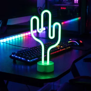 Neon LED lámpa - zöld kaktusz - 3 x AA + USB - 18,5 x 8,5 x 28 cm Phenom 43996C