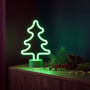 Neon LED lámpa - zöld fenyőfa - 3 x AA + USB - 18,5 x 8,5 x 28 cm Phenom 43996D