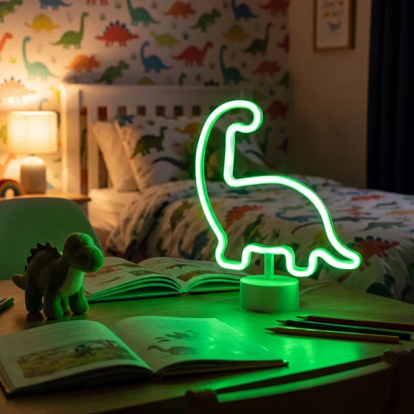 Neon LED lámpa - zöld dinoszaurusz - 3 x AA + USB - 25,9 x 8,5 x 24,3 cm Phenom 43996E
