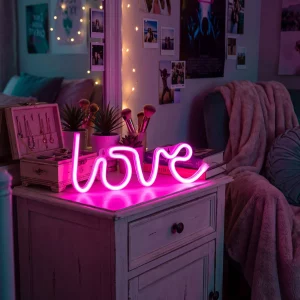 Neon LED lámpa - rózsaszín "Love" - 3 x AA + USB - 34 x 1.6 x 12,5 cm Phenom 43996H