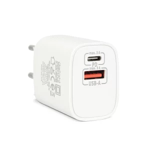 Hálózati Adapter USB + Type-C PD20W gyorstöltéssel - fehér Delight 55041WH