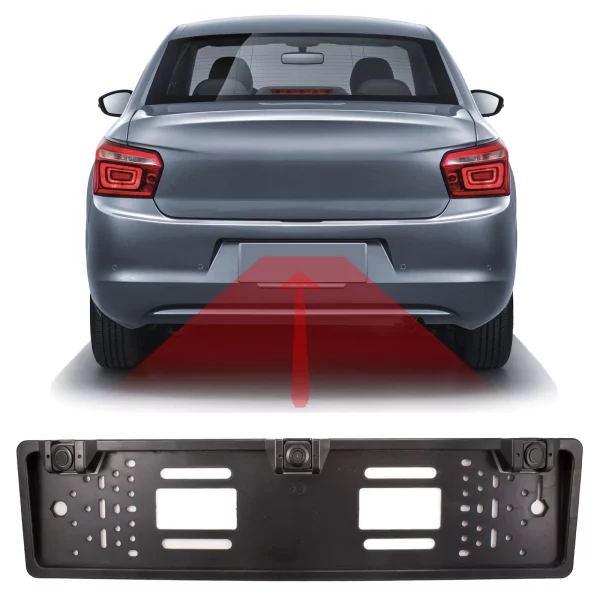 Rendszámtábla keretbe épített tolatókamera + szenzorok - 12V Carguard 55069D