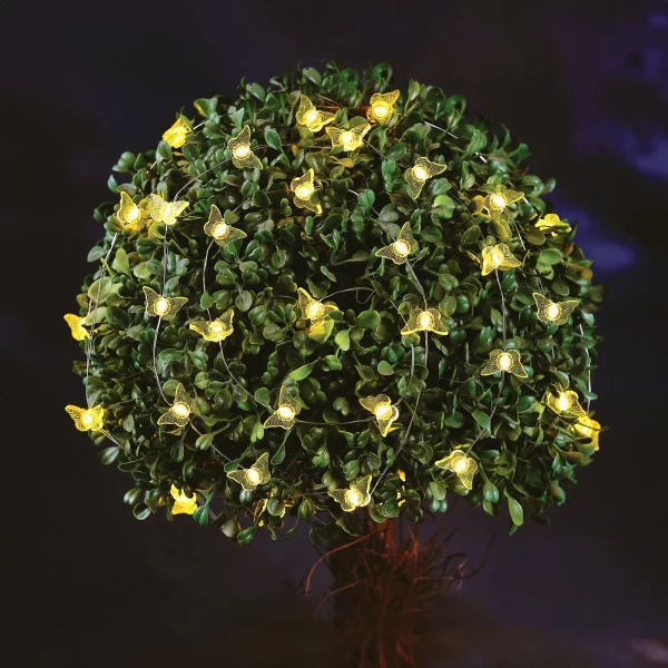 Szolár fényfüzér - pillangó - 2,4 m - 25 melegfehér LED Garden of Eden 55220C
