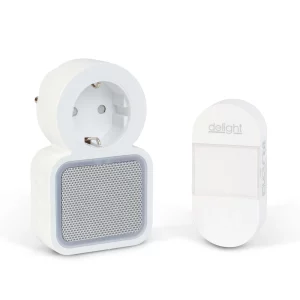 Digitális elem- és vezeték nélküli csengő - Kinetic - 220-240V AC aljzat - fehér - kék LED Delight 55338