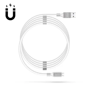 Mágneses adatkábel - MicroUSB - 2A - fehér Delight 55446M-WH