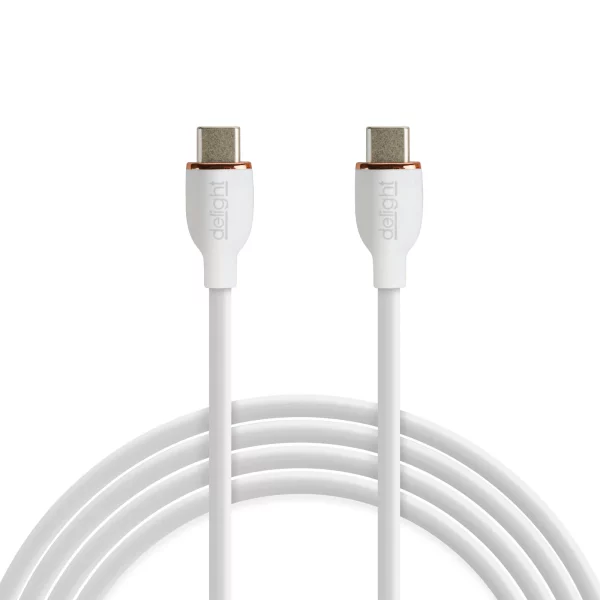 Adatkábel - Type-C / Type-C - fehér - 1 m - 3 A - 60 W Delight 55554WH-1