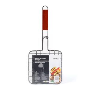 Grill hússütő rács - fa nyéllel, tapadásmentes - 47,5 x 20 x 1,5 cm 56300F