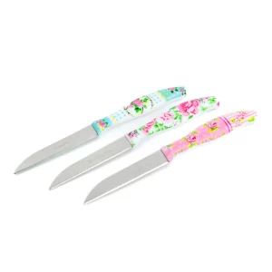 Konyhai kés készlet - 15 cm - virág mintás - 3 db / csomag Family 56316B