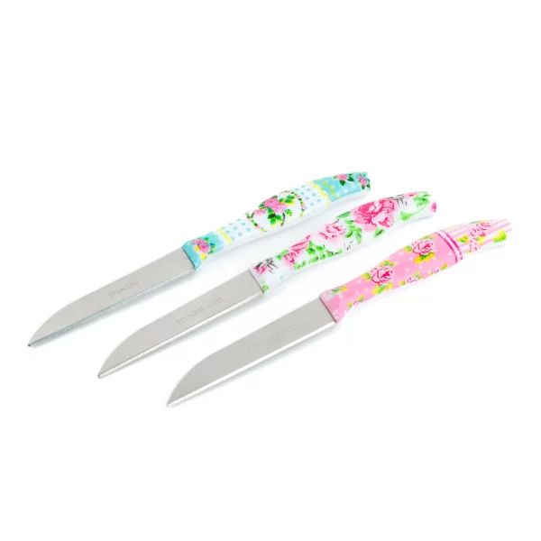 Konyhai kés készlet - 15 cm - virág mintás - 3 db / csomag Family 56316B