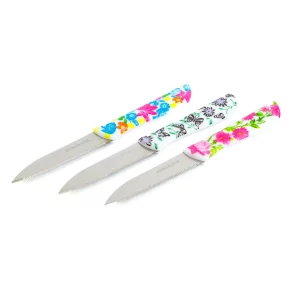 Konyhai kés készlet - 16 cm - virág mintás - 3 db / csomag Bewello 56317