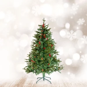 Műfenyő - 150 cm - PE / PVC - piros bogyóval 56481B
