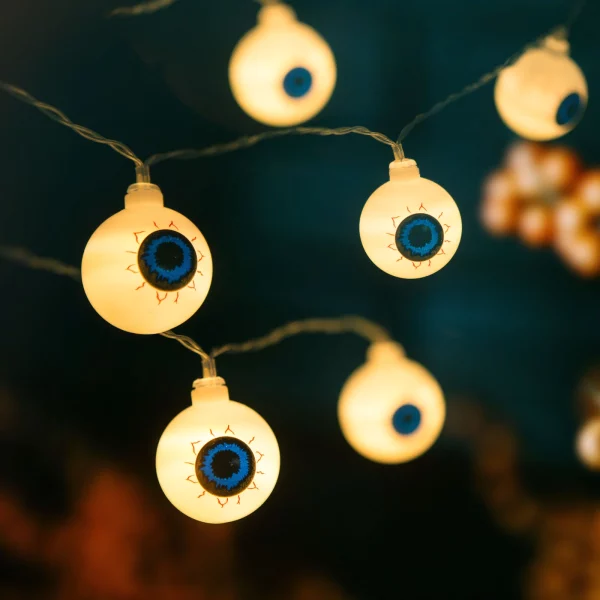Halloween-i LED-es fényfüzér - szemgolyó - 12 LED - 2 x AA - 1,65 m Family 56528C
