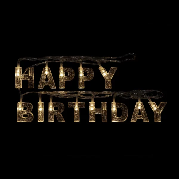 Születésnapi LED-es fényfüzér - "Happy Birthday" - 13 LED - 2 x AA - 2 m Family 56529C