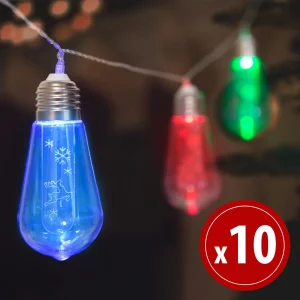 LED fényfüzér - Villanykörte - 10 LED - 1,9 méter - színes - 2 x AA Family 56531