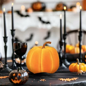 Halloween-i tök dekoráció - 16,5 cm - narancssárga - habszivacs - glitteres Family 56540A