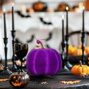 Halloween-i tök dekoráció - 16,5 cm - lila - habszivacs - glitteres Family 56540B