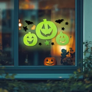 Halloween-i foszforeszkáló ablakdekor - tök - 29 x 16 cm Family 56543A