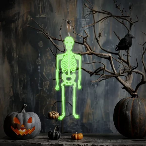 Halloween-i foszforeszkáló dekoráció - csontváz - 32 x 11 cm Family 56545A