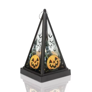 Halloween-i LED lámpás - tök - melegfehér - fekete - 9,5 x 9,5 x 17 cm - 2 x AAA Family 56549A