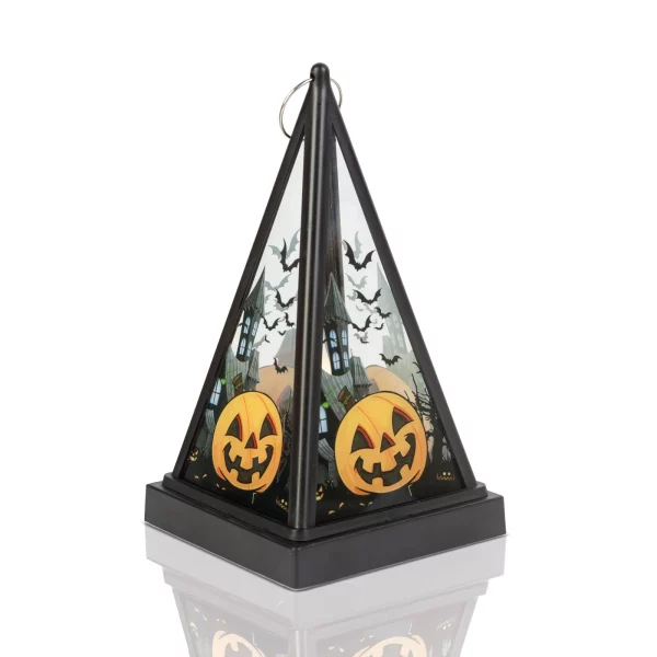Halloween-i LED lámpás - tök - melegfehér - fekete - 9,5 x 9,5 x 17 cm - 2 x AAA Family 56549A