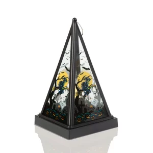 Halloween-i LED lámpás - boszorkány - melegfehér - fekete - 9,5 x 9,5 x 17 cm - 2 x AAA Family 56549C