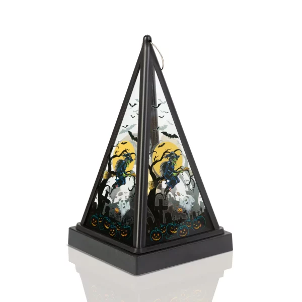 Halloween-i LED lámpás - boszorkány - melegfehér - fekete - 9,5 x 9,5 x 17 cm - 2 x AAA Family 56549C