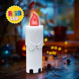Halloween-i LED-es gyertya - szellem - 4 színű LED - 12 x 4,5 x 3 cm Family 56551
