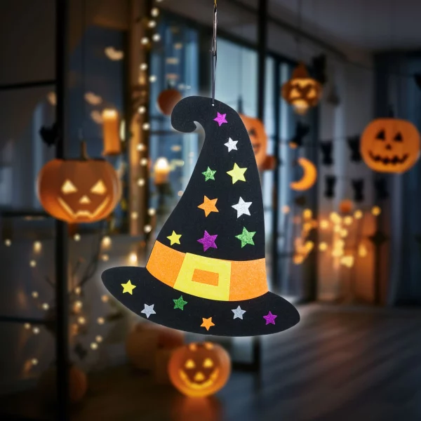 Halloween-i dekoráció - boszorkánykalap - akasztható - filc - 38 x 33 cm Family 56555B