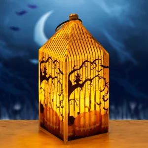 Halloween-i LED lámpás - tök - narancs LED - 2 x LR44 - 4 x 4 x 9,5 cm Family 56566