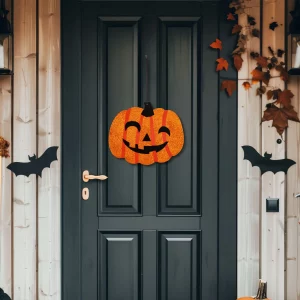 Halloween-i dekoráció - tök - akasztható - fa - 30 x 25 cm 56573