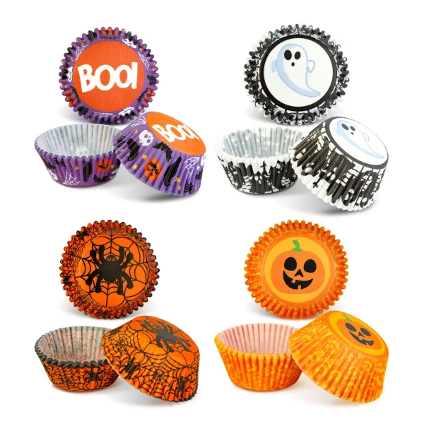 Halloween-i dekoráció - muffin papír szett - 50 db - 4 féle - 7 x 5 x 3,2 cm 56579