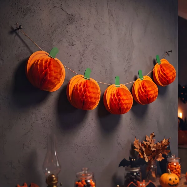 Halloween decoration - pumpkin lantern garland - paper - 2 m 56586