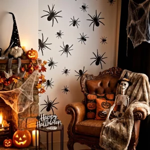 Halloween-i dekoráció - pók szett - öntapadós - fekete - 30 db / csomag 56587A