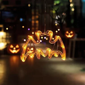 Halloween-i világító dekoráció - denevér - tapadókorongos - 12 LED - 20 x 18,5 cm - 3 x AAA 56588C