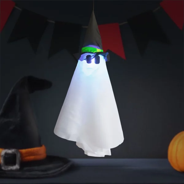 Halloween-i világító dekoráció - szellem - felakasztható - RGB LED - 70 x 50 cm 56596B