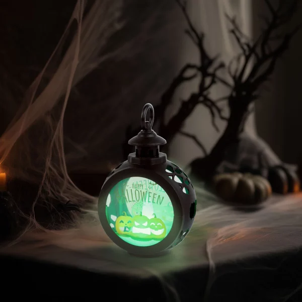 Halloween-i világító dekoráció - tök - felakasztható - LED - 8,5 x 13,5 cm 56602A