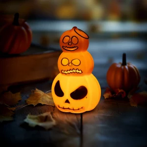 Halloween-i világító dekoráció - tök - melegfehér LED - 12 x 7,5 cm - 3 x LR1130 56603