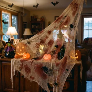 Halloween textile decoration - red/white textile - 91 x 76 cm Bewello 56605