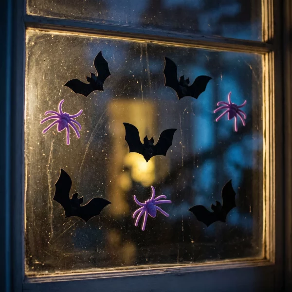 Halloween 3D gel window decoration - bat, spider - 30 x 30 cm - 9 pcs / pack Bewello 56615B