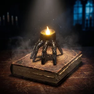 Halloween LED candle - skeleton hand - battery powered - 9 x 7,5 x 7,5 cm Bewello 56616