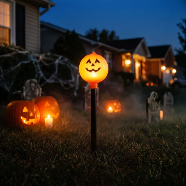 Halloween stake light - pumpkin - battery powered - 34 x 9.5 cm Bewello 56617
