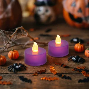 Halloween light decoration - LED tealight candle - purple - 2 pcs / pack Bewello 56619B