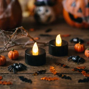 Halloween light decoration - LED tealight candle - black - 2 pcs / pack Bewello 56619C