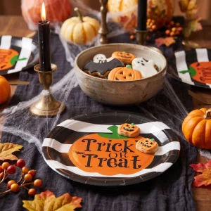 Halloween paper plate - pumpkin - round - 23 cm - 8 pcs / pack Bewello 56630A