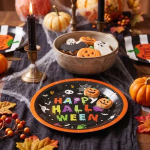 Halloween paper plate - "Happy Halloween" - round - 23 cm - 8 pcs / pack Bewello 56630B