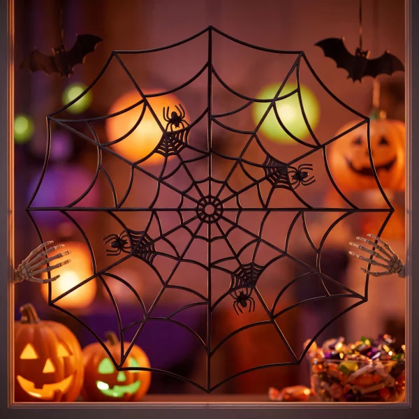 Spider web decoration - black - 4 pcs corner elements - 30 x 30 cm Bewello 56638A