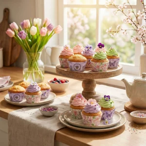 Muffin papír szett - tavaszi 100 db (25 x 4 szín) - 7 x 5 x 3,2 cm 57169A