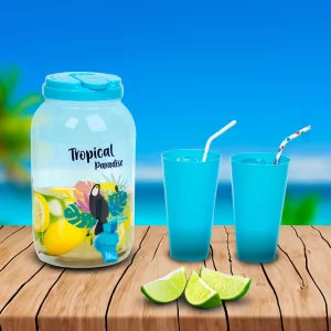 Italadagoló csappal, műanyag pohárszettel - 3,8 l - trópusi Family 57243H