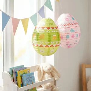 Húsvéti dekoráció - papír lampion - tojás - zöld, rózsaszín - Ø30 cm 57990